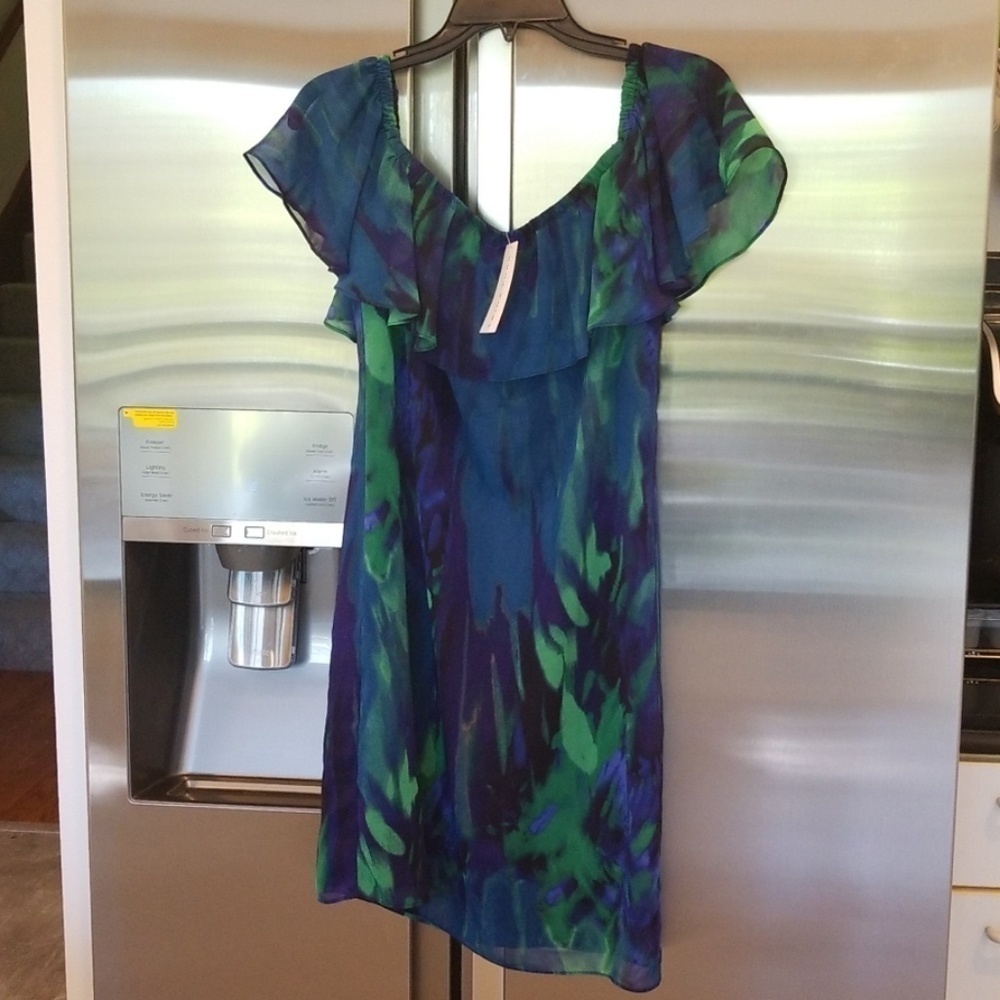 💕TRINA TURK💕 Off the Shoulder Ruffle Mini Dress Small NWOT